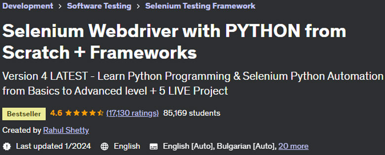 Selenium Webdriver with PYTHON from Scratch + Frameworks