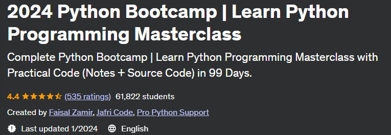 2024 Python Bootcamp Learn Python Programming Masterclass