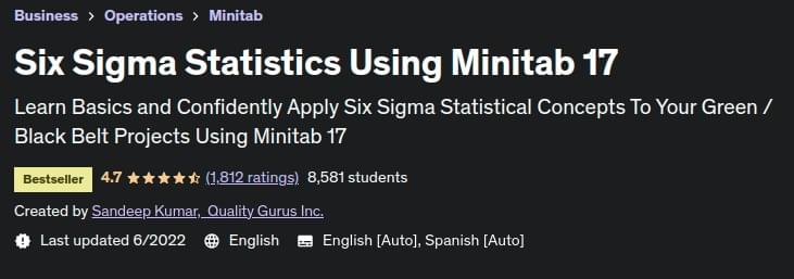 Six Sigma Statistics Using Minitab 17