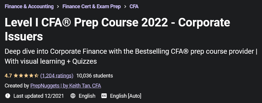 Level I CFA® Prep Course 2022 - Corporate Issuers