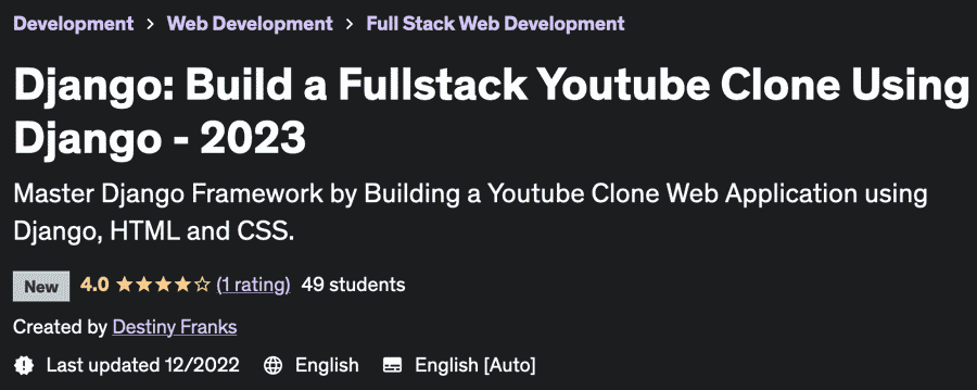 Django: Build a Fullstack Youtube Clone Using Django