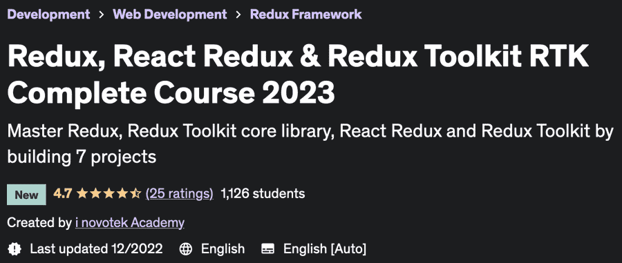 Redux, React Redux & Redux Toolkit RTK Complete Course 2023