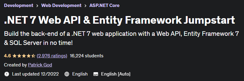 .NET 7 Web API & Entity Framework Jumpstart