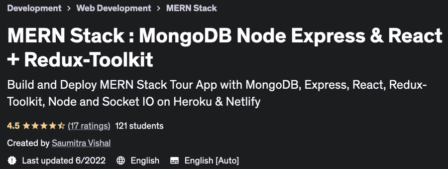 MERN Stack: MongoDB Node Express & React + Redux-Toolkit