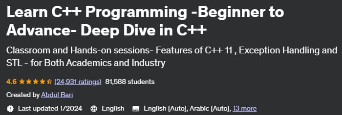 Learn C++ Programming -Beginner to Advance- Deep Dive in C++