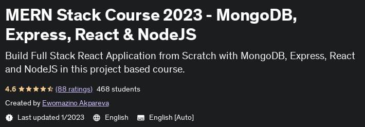 MERN Stack Course 2023 - MongoDB, Express, React & NodeJS