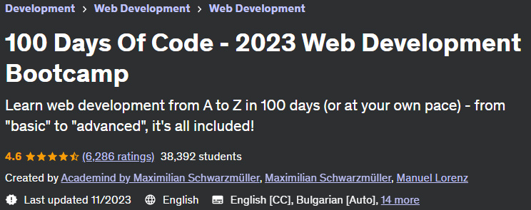 100 Days Of Code - 2023 Web Development Bootcamp