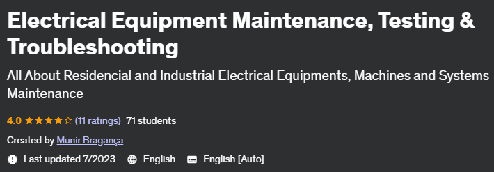 Electrical Equipment Maintenance, Testing & Troubleshooting