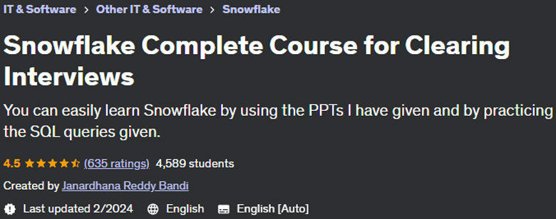 Snowflake Complete Course for Clearing Interviews