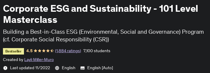 Corporate ESG and Sustainability - 101 Level Masterclass