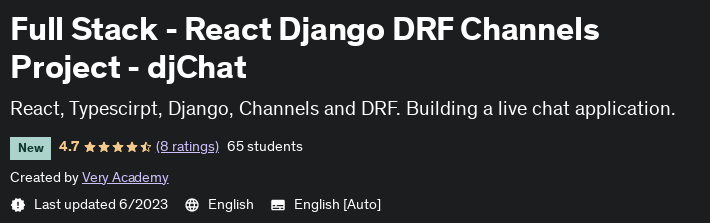Full Stack - React Django DRF Channels Project - djChat