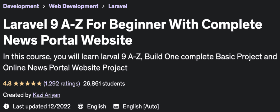 Laravel 9 AZ For Beginner With Complete News Portal Website
