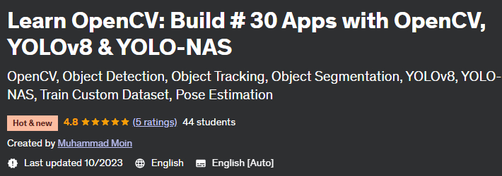 Learn OpenCV_ Build # 30 Apps with OpenCV, YOLOv8 & YOLO-NAS