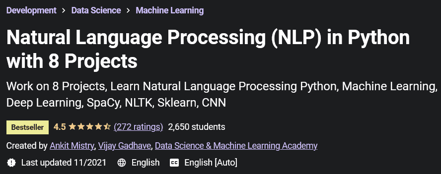 Natural Language Processing (NLP) in Python with 8 Projects