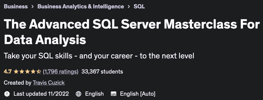 The Advanced SQL Server Masterclass For Data Analysis