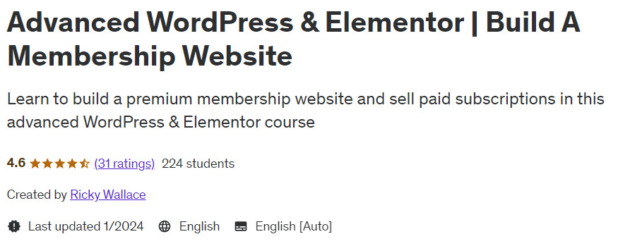Advanced WordPress & Elementor |  Build A Membership Website