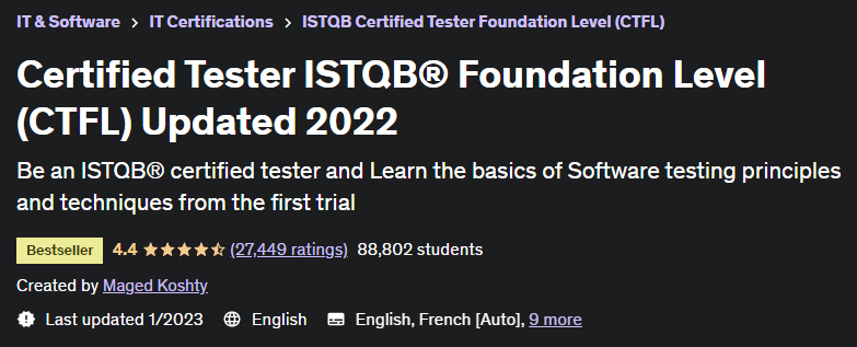 Certified Tester ISTQB® Foundation Level (CTFL) Updated 2022