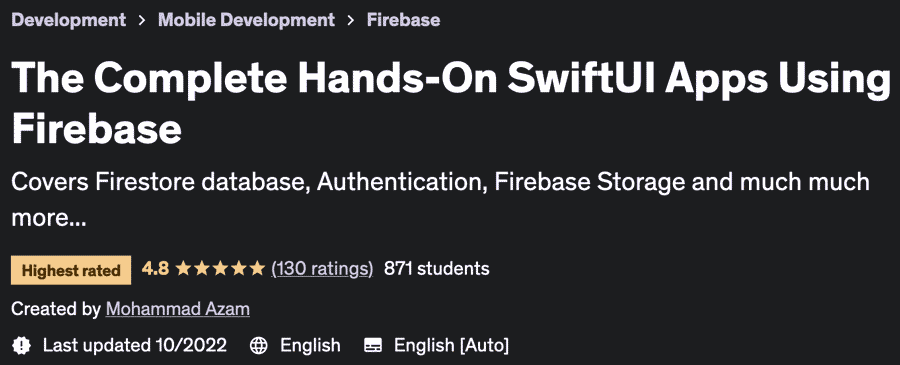 The Complete Hands-On SwiftUI Apps Using Firebase