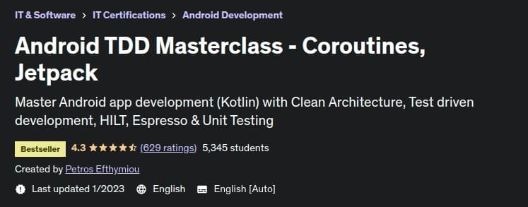   Android TDD Masterclass - Coroutines, Jetpack 