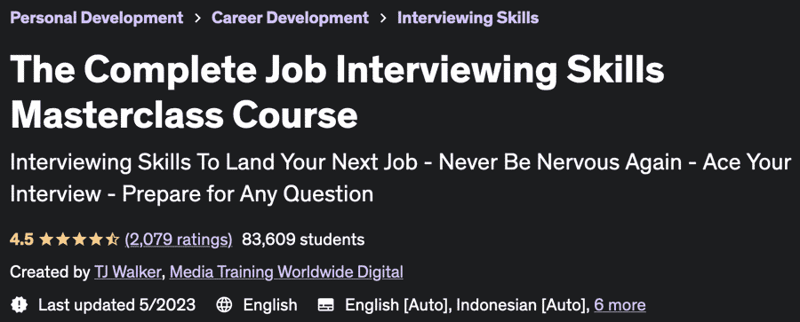 The Complete Job Interviewing Skills Masterclass Course