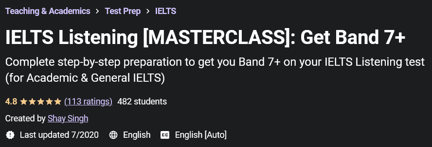 IELTS Listening (MASTERCLASS): Get Band 7+