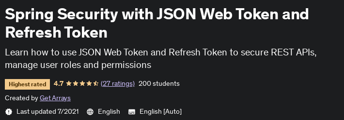 Spring Security with JSON Web Token and Refresh Token