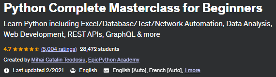 Python Complete Masterclass for Beginners