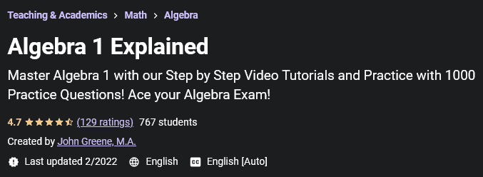 Algebra 1 Explained