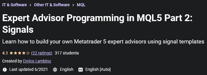 Expert Advisor Programming in MQL5 Part 2: Signals