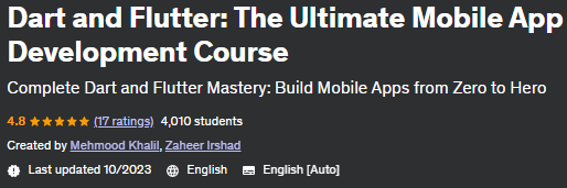 Dart and Flutter: The Ultimate Mobile App Development Course