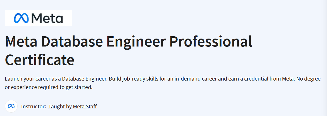 Meta Database Engineer Professional Certificate