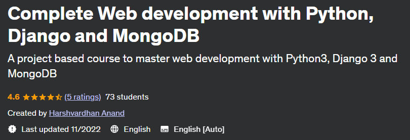 Complete Web development with Python, Django and MongoDB