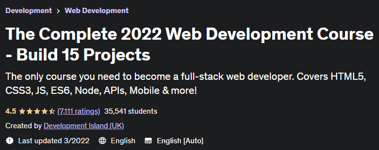 The Complete 2022 Web Development Course - Build 15 Projects