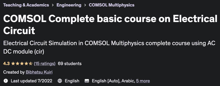 COMSOL Complete basic course on Electrical Circuit