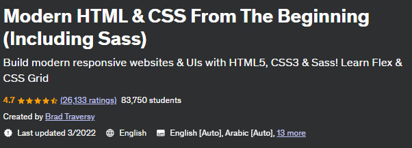 Modern HTML & CSS From The Beginning (Including Sass)