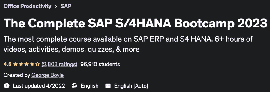 The Complete SAP S/4HANA Bootcamp 2023