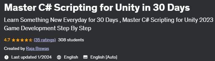 Master C# Scripting for Unity in 30 Days