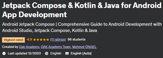 Jetpack Compose & Kotlin & Java for Android App Development