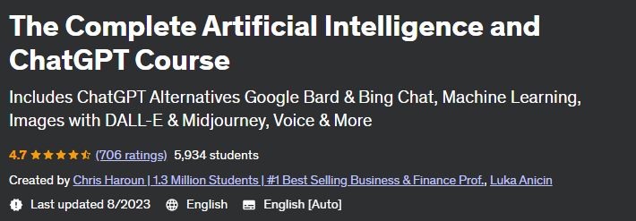 The Complete Artificial Intelligence and ChatGPT Course