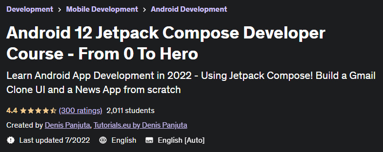 Android 12 Jetpack Compose Developer Course - From 0 To Hero