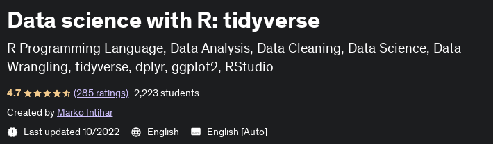 Data science with R: tidyverse