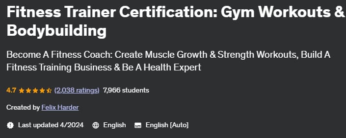Fitness Trainer Certification_ Gym Workouts & Bodybuilding