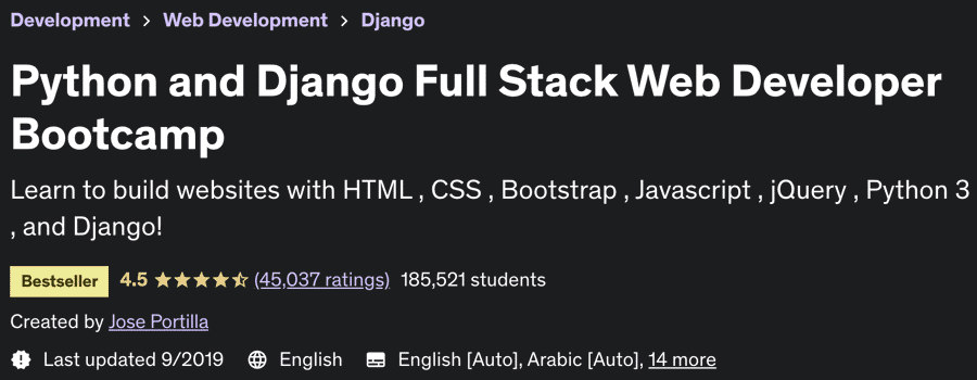 Python and Django Full Stack Web Developer Bootcamp