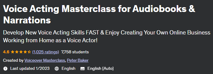 Voice Acting Masterclass for Audiobooks & Narrations