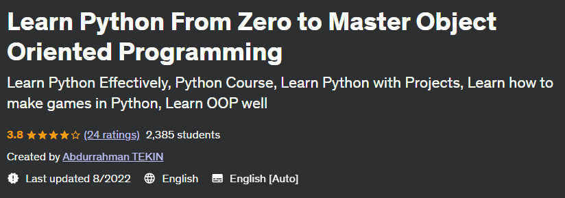 Learn Python From Zero to Master Object Oriented Programming