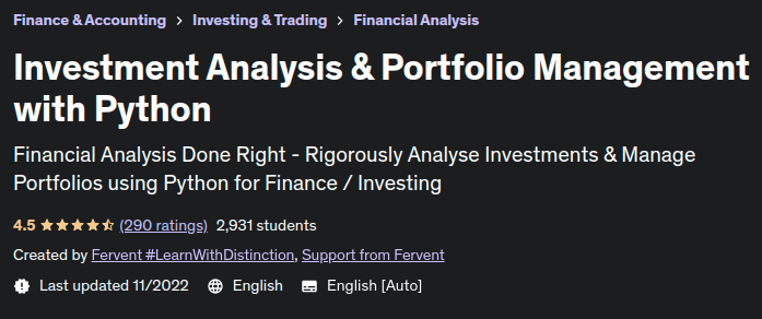 Investment Analysis & Portfolio Management with Python