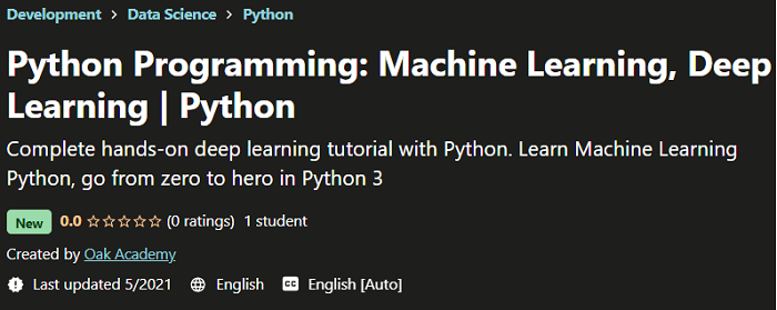 Python Programming: Machine Learning Deep Learning |  Python