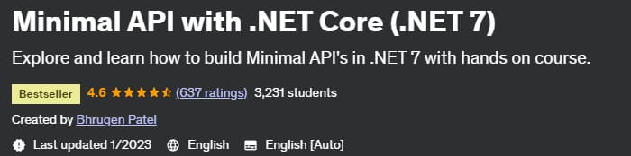 Minimal API with .NET Core (.NET 7)