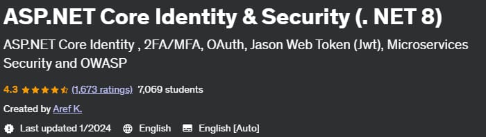 ASP.NET Core Identity & Security (.NET 8)