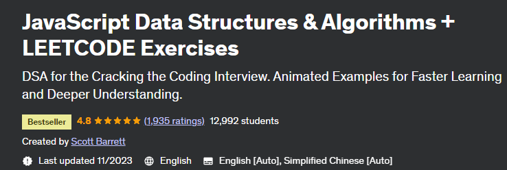 JavaScript Data Structures & Algorithms + LEETCODE Exercises 